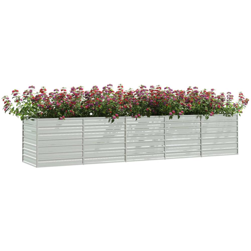 Letto Rialzato Giardino 400x80x77 cm in Acciaio Zincato Argento - Foto 2
