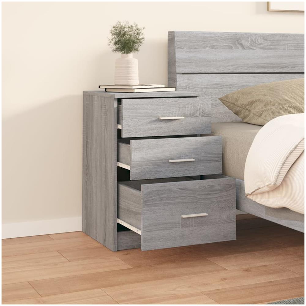 Comodino Grigio Sonoma 40x40x63 Cm In Legno Multistrato - Foto 2