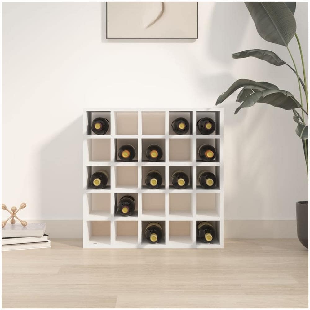 Portabottiglie Bianco 56x25x56 Cm In Legno Massello Di Pino - Foto 3