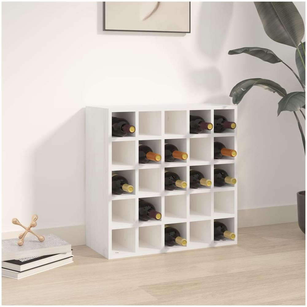 Portabottiglie Bianco 56x25x56 Cm In Legno Massello Di Pino - Foto 1
