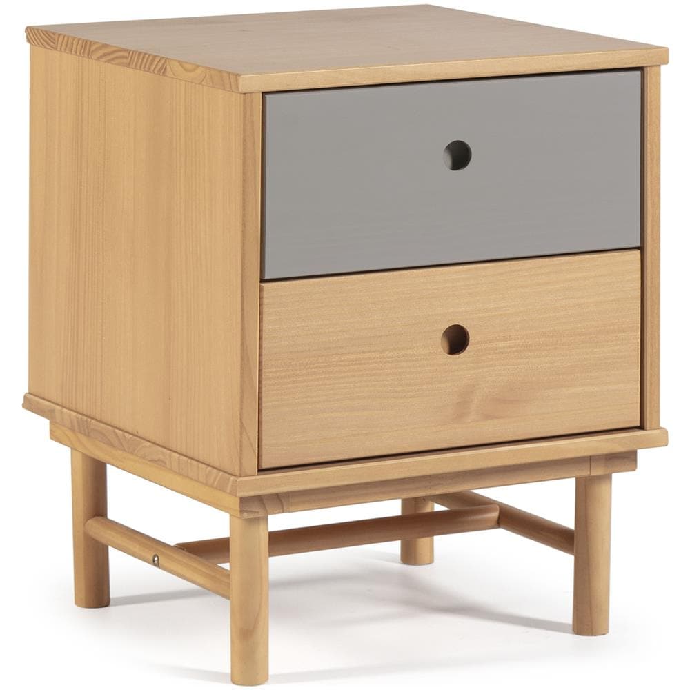 Comodino Magnus 2 Cassetti, Legno Massello, 40 Cm (larghezza) 40 Cm (profondità) 52 Cm (altezza) - Foto 1