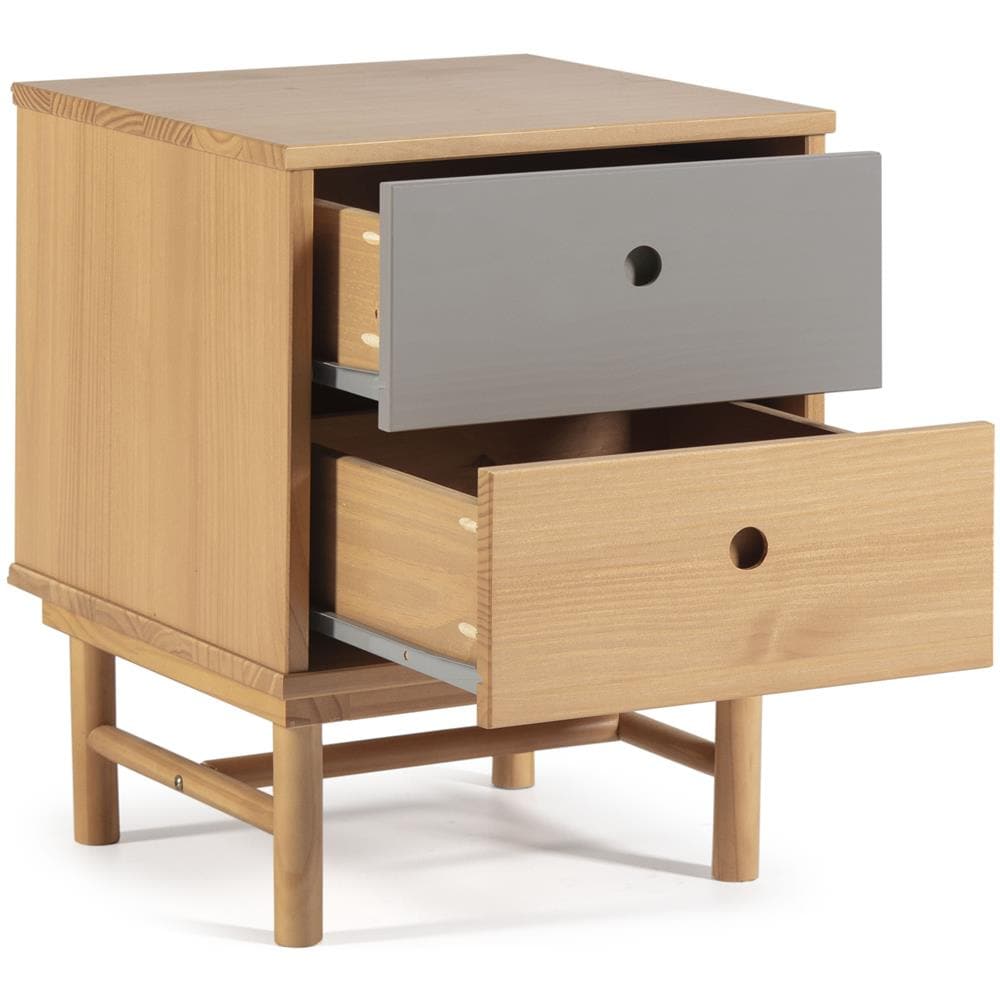 Comodino Magnus 2 Cassetti, Legno Massello, 40 Cm (larghezza) 40 Cm (profondità) 52 Cm (altezza) - Foto 2