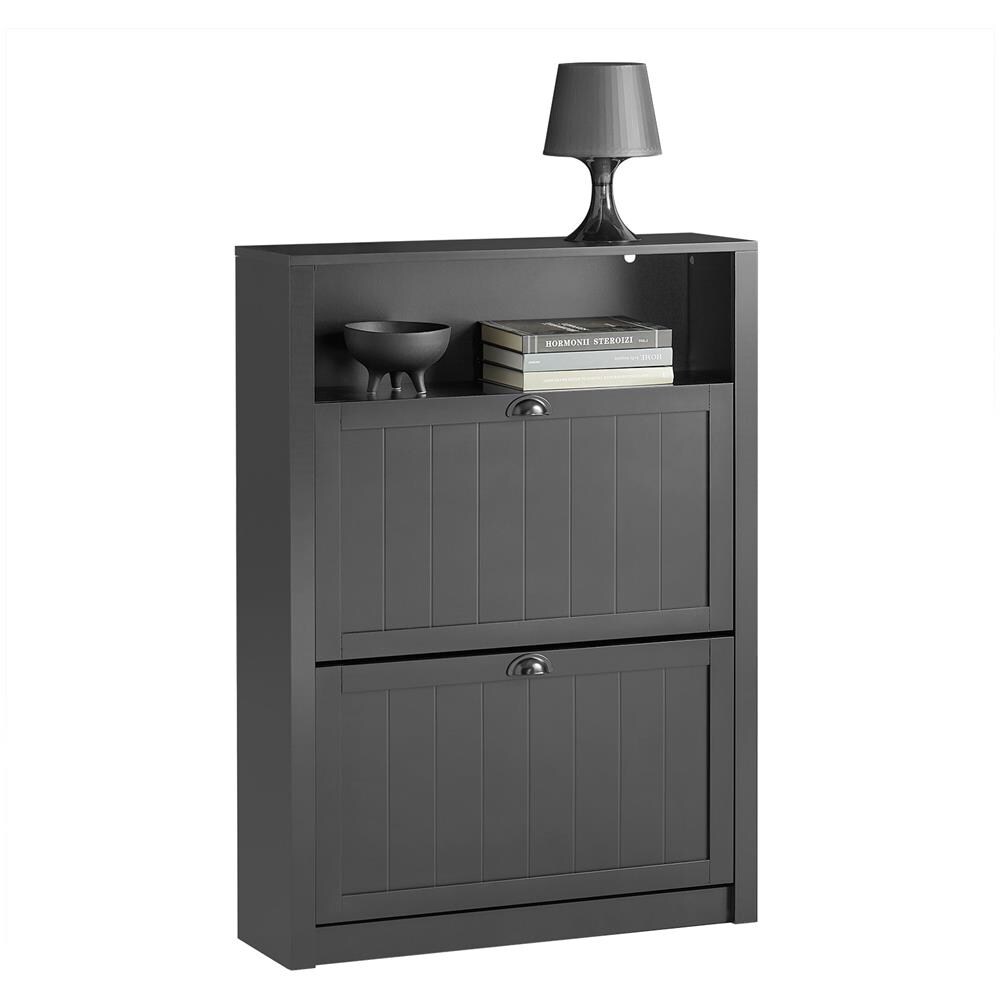 Scarpiera Con 2 Ante E 4 Ripiani, Con Scomparto Aggiuntivo Per Scarpe, Colore: Nero, L80*p24*a110, Fsr87-sch - Foto 1