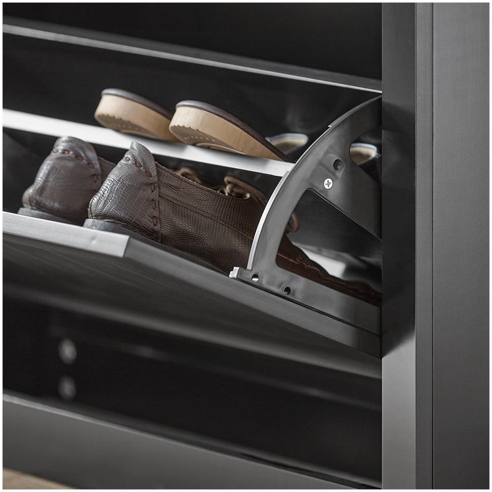 Scarpiera Con 2 Ante E 4 Ripiani, Con Scomparto Aggiuntivo Per Scarpe, Colore: Nero, L80*p24*a110, Fsr87-sch - Foto 2
