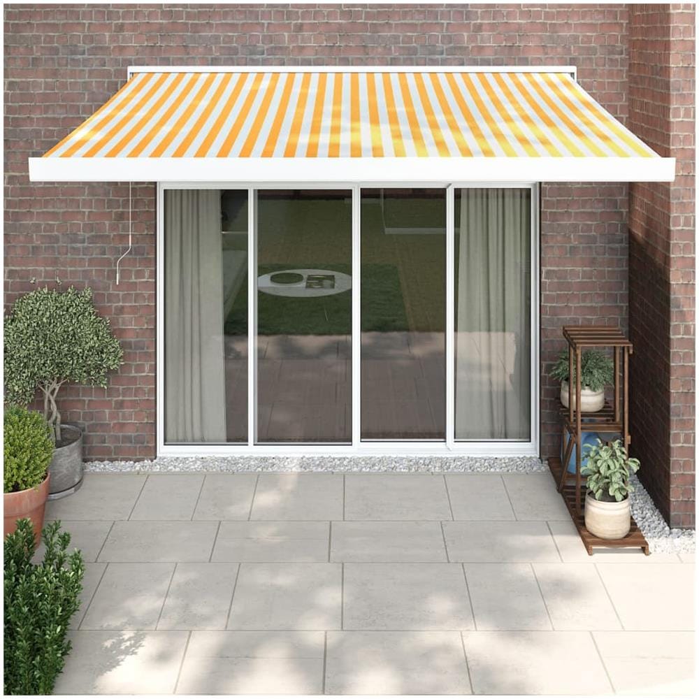 Tenda Retrattile Gialla E Bianca 3x2,5 M In Tessuto E Alluminio - Foto 1