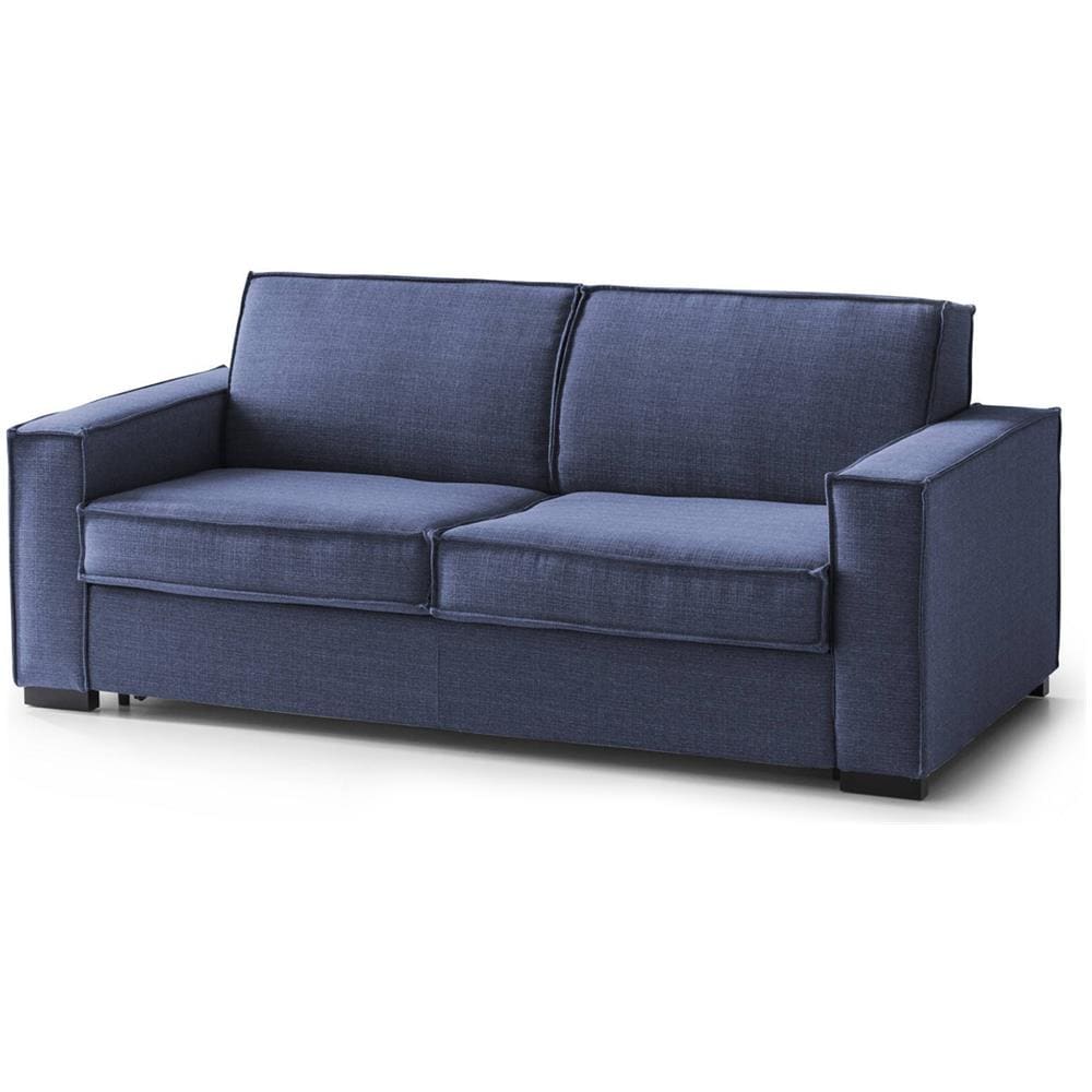 Divano Fisso Ylenia, Divano A 3 Posti, 100% Made In Italy, Sofà Soggiorno In Tessuto, Con Braccioli Standard, Cm 220x95h90, Blu - Foto 2