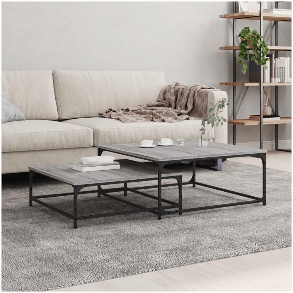 Tavolini Salotto Impilabili 2pz Grigio Sonoma Legno Multistrato - Foto 1