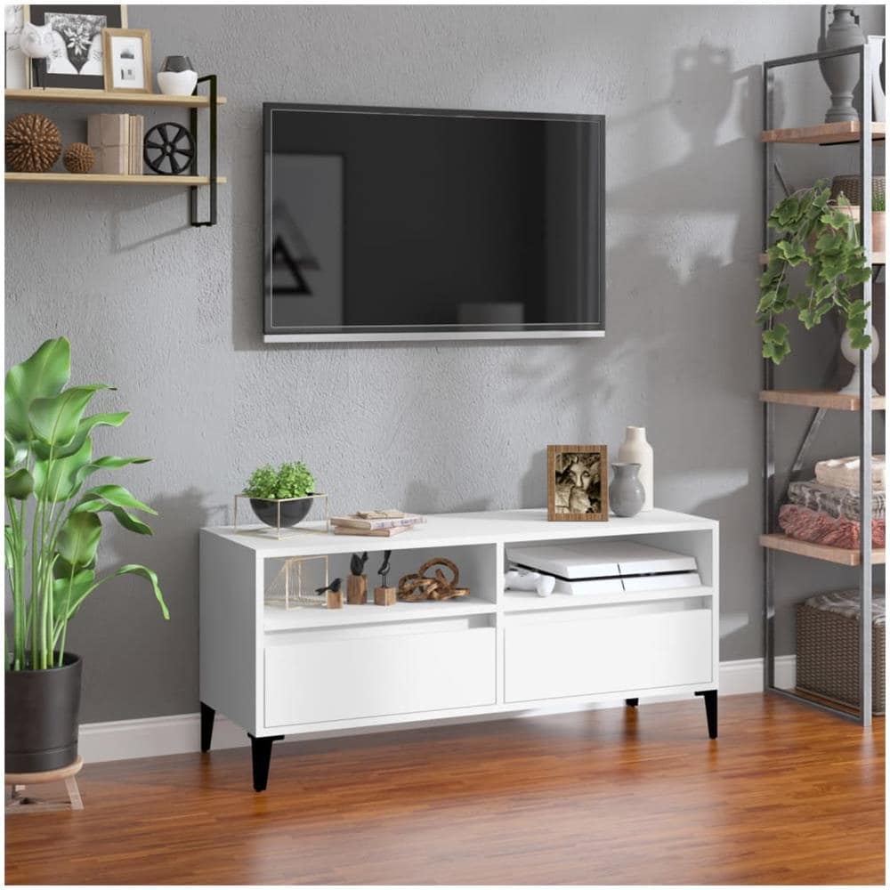 Mobile Porta Tv Bianco 100x34,5x44,5 Cm In Legno Multistrato - Foto 1