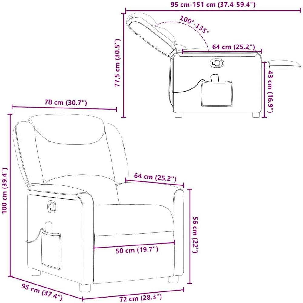 Poltrona Massaggiante Reclinabile Marrone in Tessuto - Foto 10