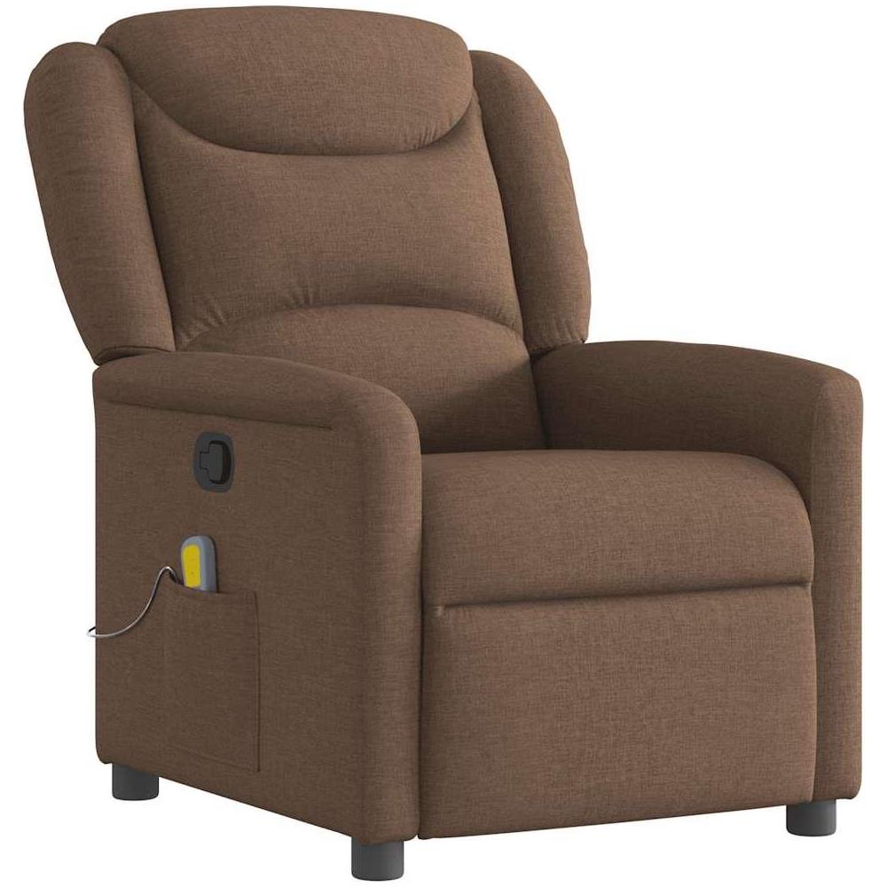 Poltrona Massaggiante Reclinabile Marrone in Tessuto - Foto 1