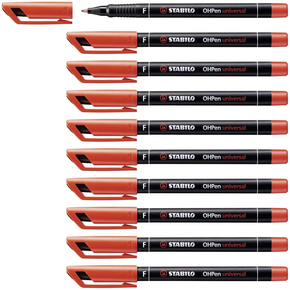 OHPen universal Permanente - Marcatore - Tratto Fine (0,7 mm) - Confezione da 10 - Rosso - Foto 1