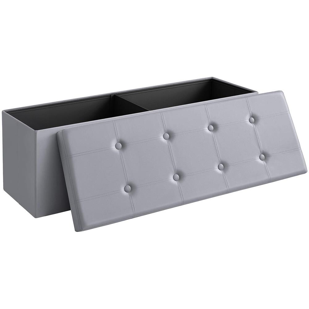 POUF Pouf contenitore grigio chiaro in MDF per camera da letto - Foto 2