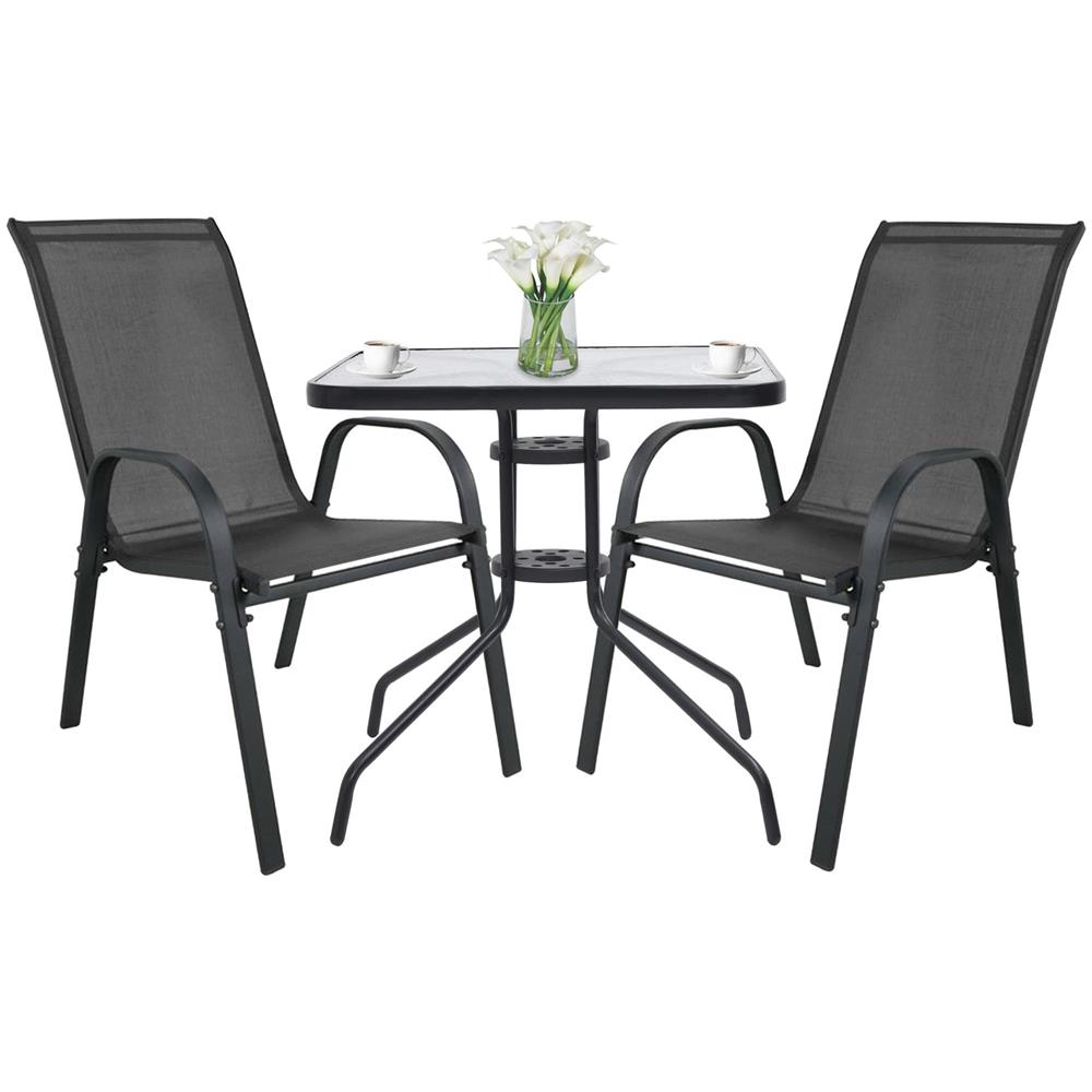 Set da tavolo da giardino ISLAND con 2 sedie SOFIA - Grigio x2 - Foto 1