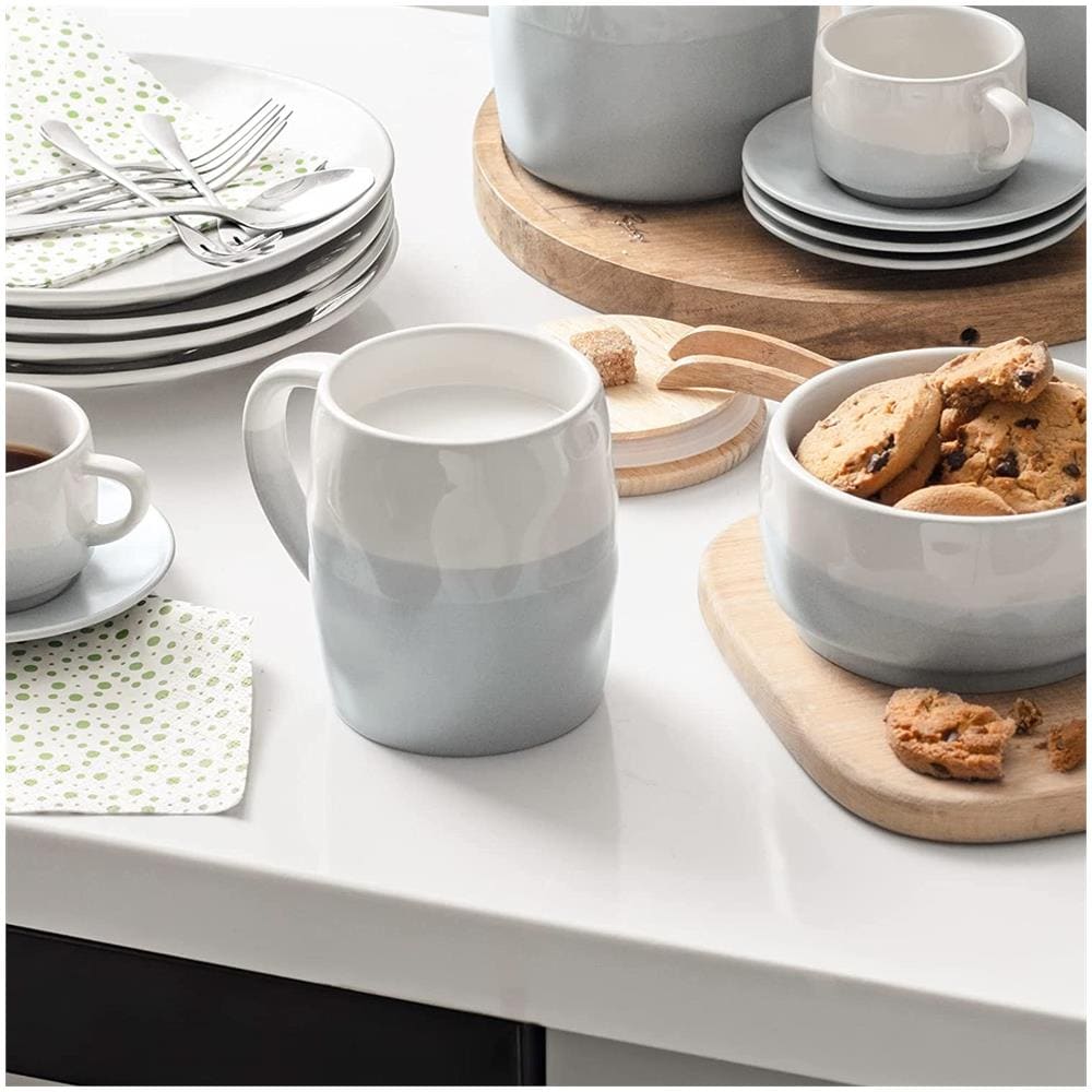 Tazze da caffè Set di 4 tazze da caffè da 15 once, azzurro e bianco - Foto 7