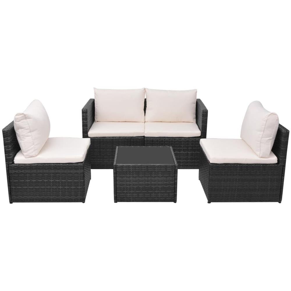 13 Pz Set Divano Da Giardino In Polyrattan Nero - Foto 2