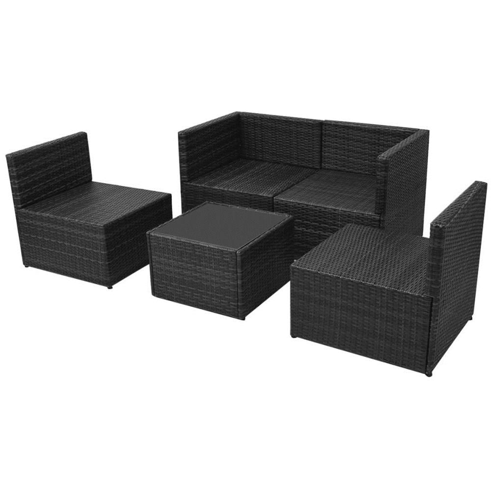 13 Pz Set Divano Da Giardino In Polyrattan Nero - Foto 7