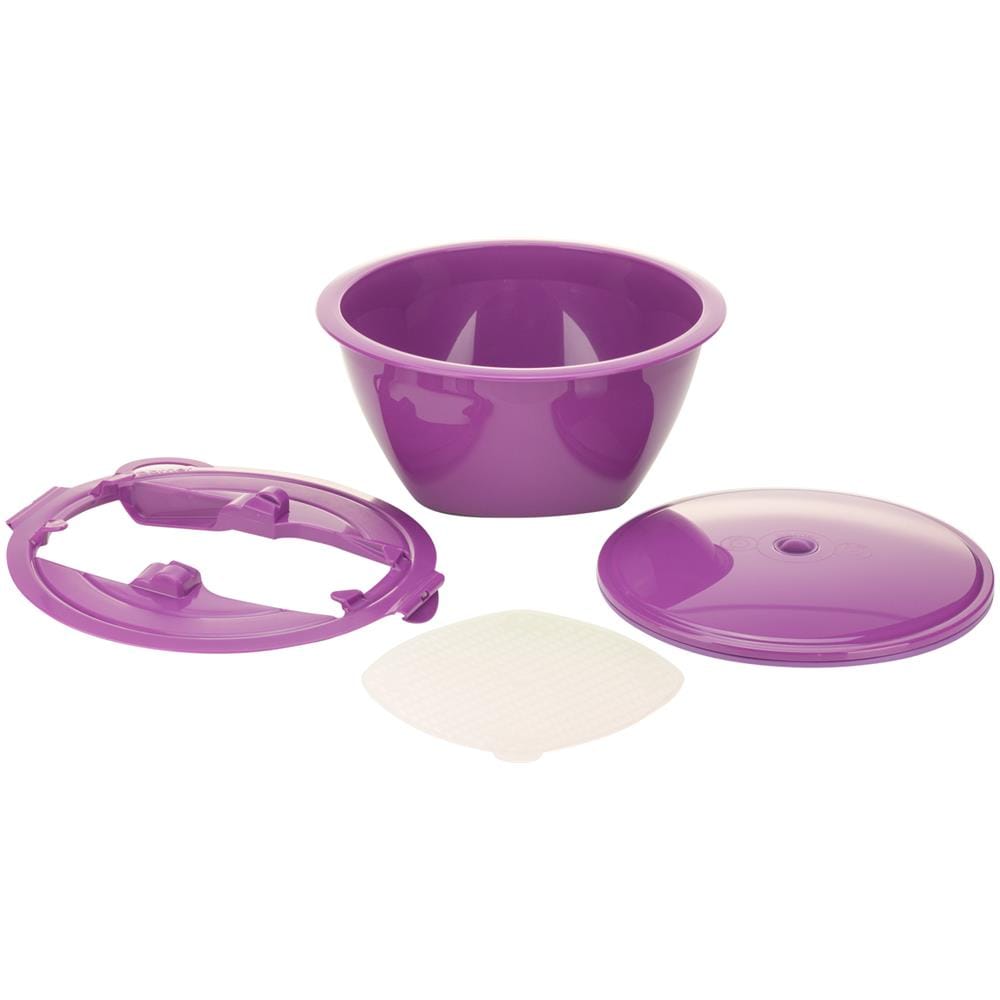 Multimaker + Placca in bianco - Insalatiera con coperchio per cottura a vapore - Ciotola per alimenti freschi sottovuoto | viola - Foto 1