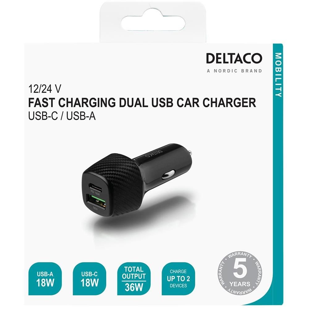 Usbc-car120 Caricabatterie Per Dispositivi Mobili Nero Auto (Car Charger With Quick Charge Usb-c & Usb-a - Foto 2