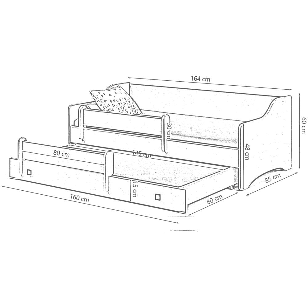 Eryk Ii 160x80 Letto Matrimoniale Per Bambini + Materassi E Giroletto - Foto 2