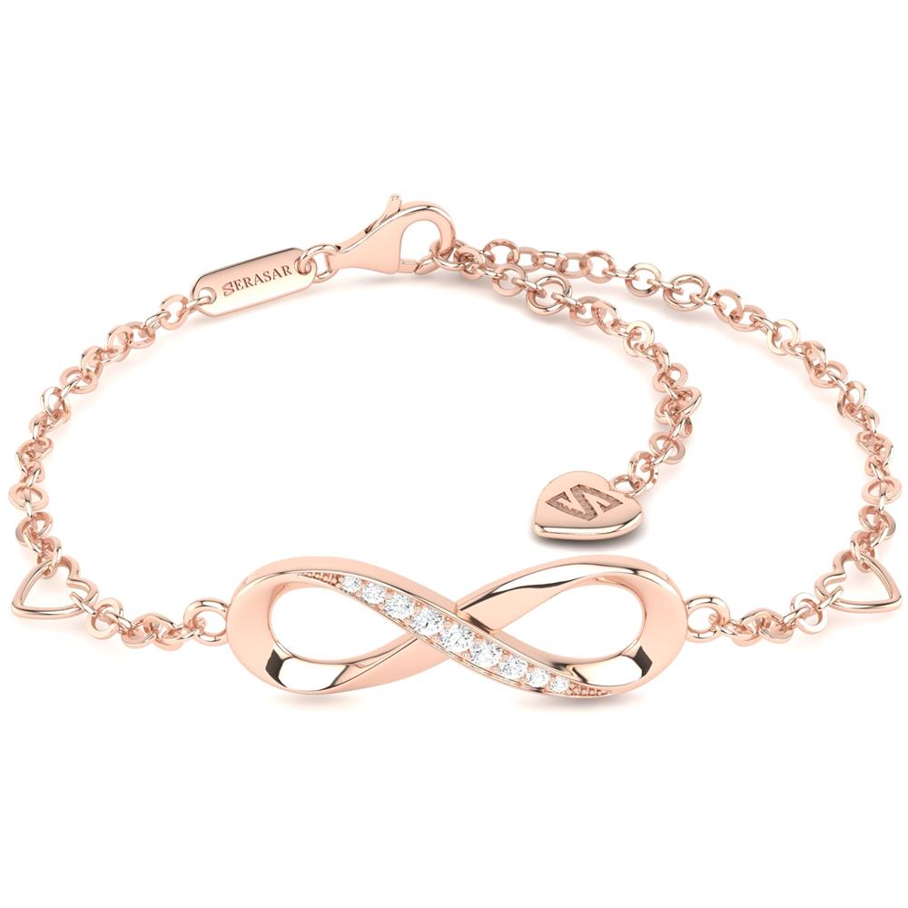 Bracciale in Argento [Infinity] con Oro Rosa Oro Bianco | Colore: Rose Gold | Lunghezza: 23 cm - Foto 1