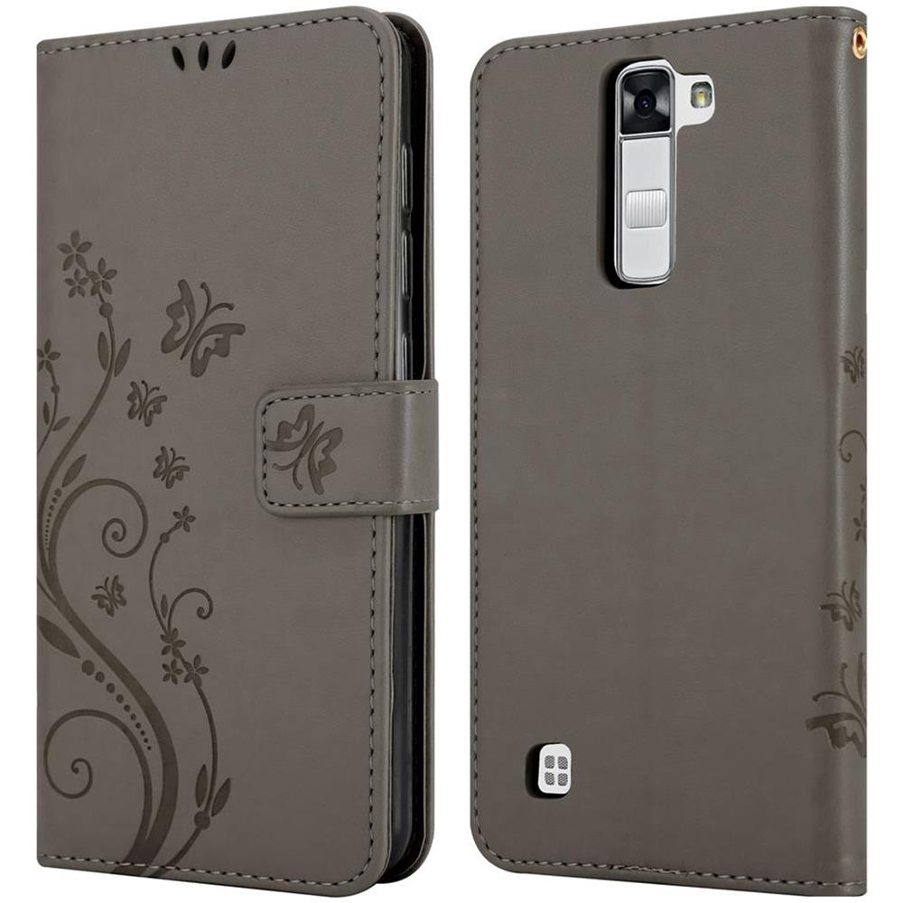 Custodia Compatibile Con Lg K7 In Grigio Fiore - Coperchio Protettivo In Design Floreale Con Chiusura Magnetica, Funzione Stand E Slot Per Carte - Foto 8