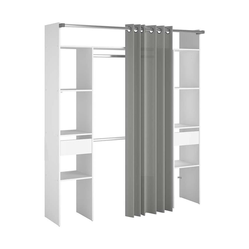 Elysee Armadio A Vista, Tenda, 2 Barre Appendiabiti, 6 Ripiani, 2 Cassetti - Foto 2