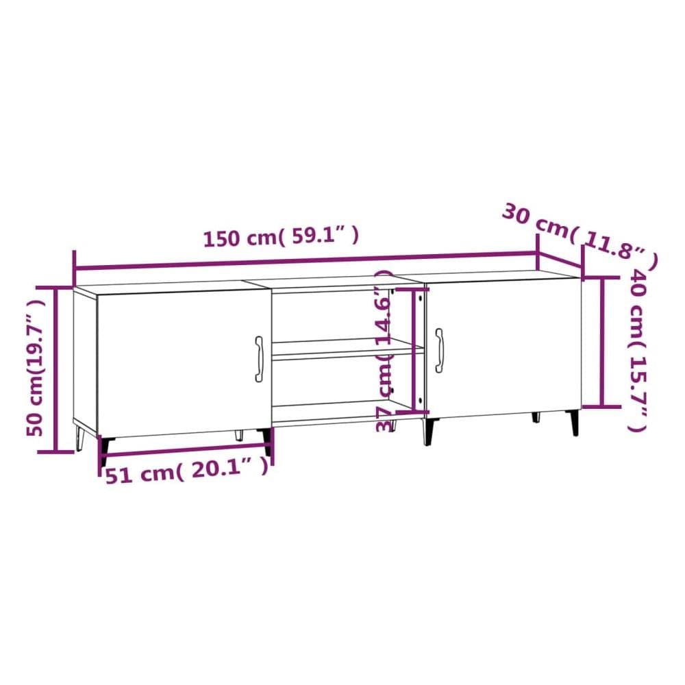 Mobile Porta Tv Grigio Cemento 150x30x50cm In Legno Multistrato - Foto 8