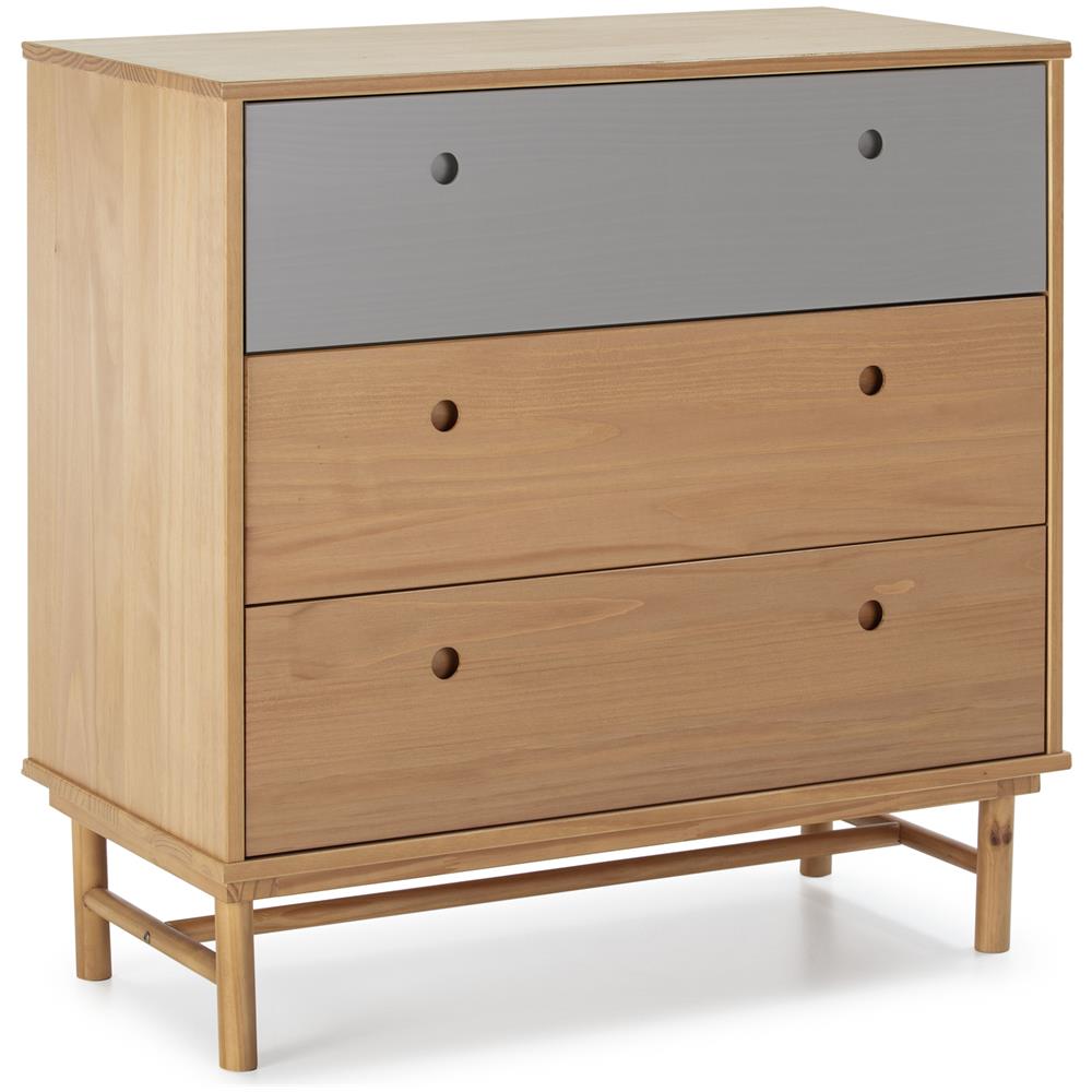 Cassettiera Magnus 3 Cassetti, Legno Massiccio, 80 Cm (larghezza) 40 Cm (profondità) 82 Cm (altezza) - Foto 1