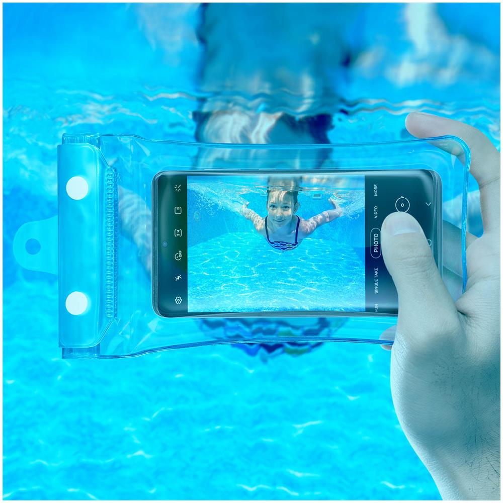 Pochette Impermeabile Universale Per Smartphone Laccetto Celeste E Trasparente - Foto 5