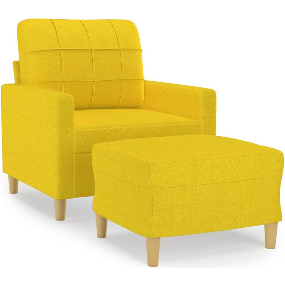 Poltrona Con Poggiapiedi Giallo Chiaro 60 Cm In Tessuto - Foto 2
