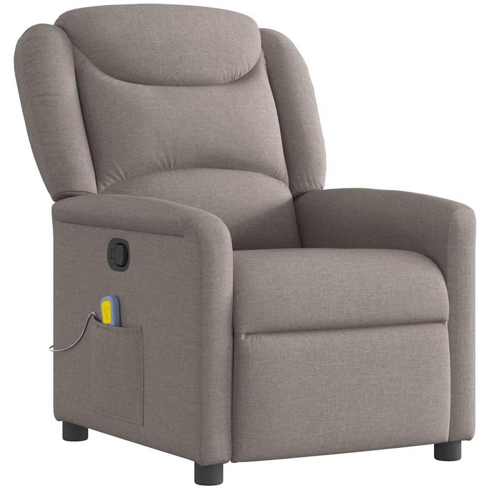 Poltrona Massaggiante Reclinabile Tortora in Tessuto - Foto 1