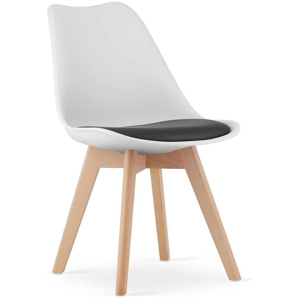 Sedia RIXK nera e bianca con gambe naturali x 4 - Foto 2