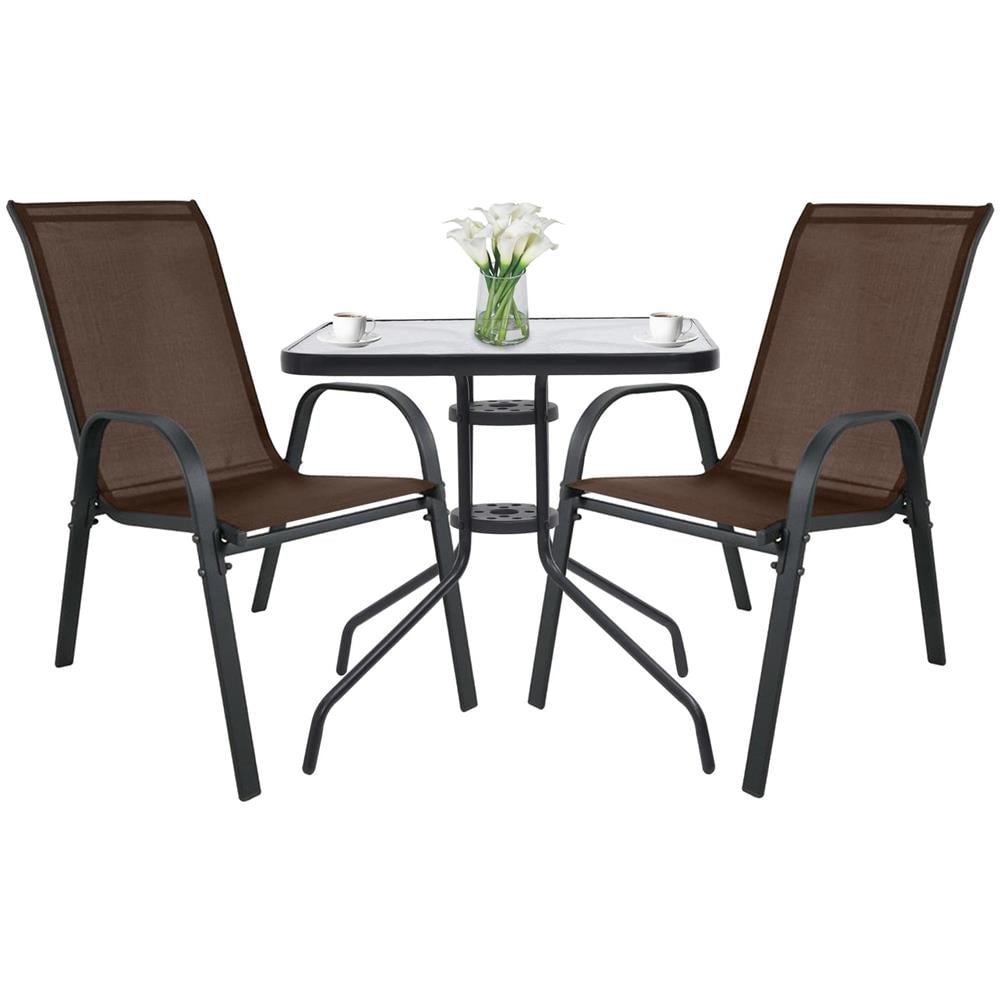 Set da tavolo da giardino ISLAND con 2 sedie SOFIA - Marrone x2 - Foto 1