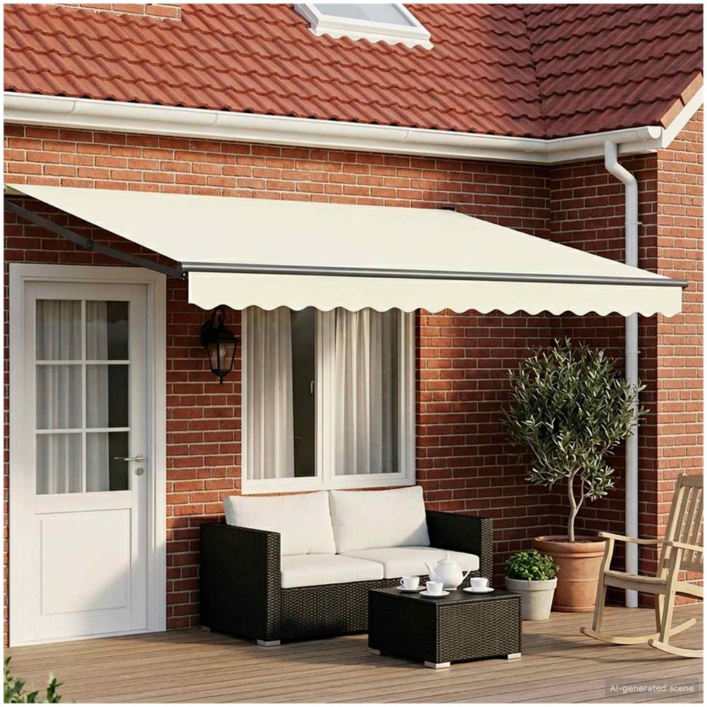 Tenda retrattile manuale con LED Crema e Antracite 4 x 2 m - Foto 2
