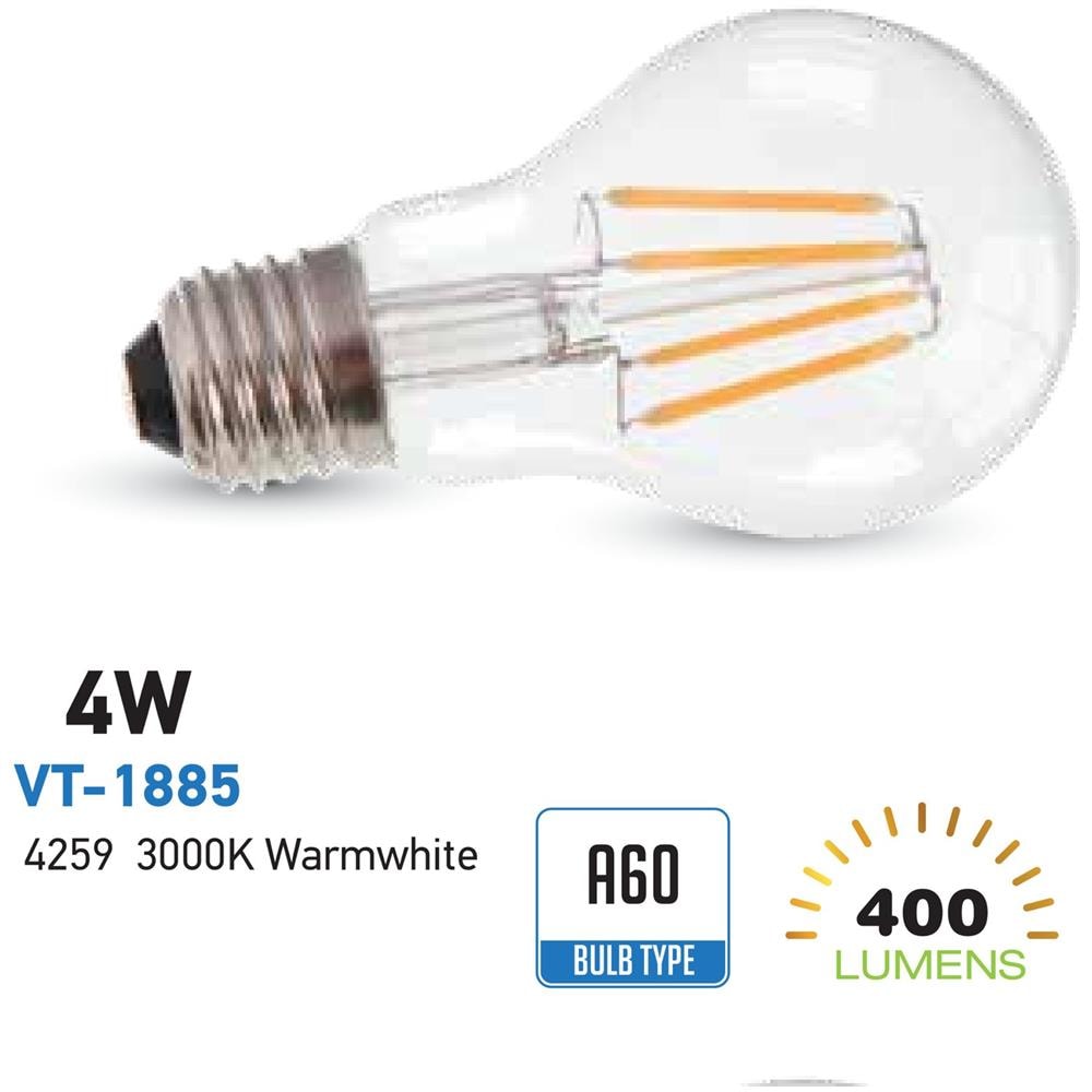 Lampadine Led E27 4w Filamento Luce Fredda 6400k Vt-1885 7120 - Foto 1
