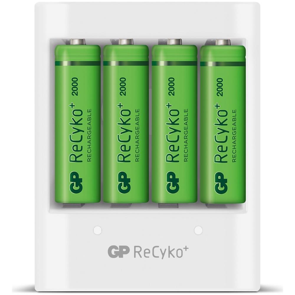 IC-GP202202 - Caricabatterie 4 AA / AAA con 4 batterie AA 2000mAh USB bianco - Foto 1