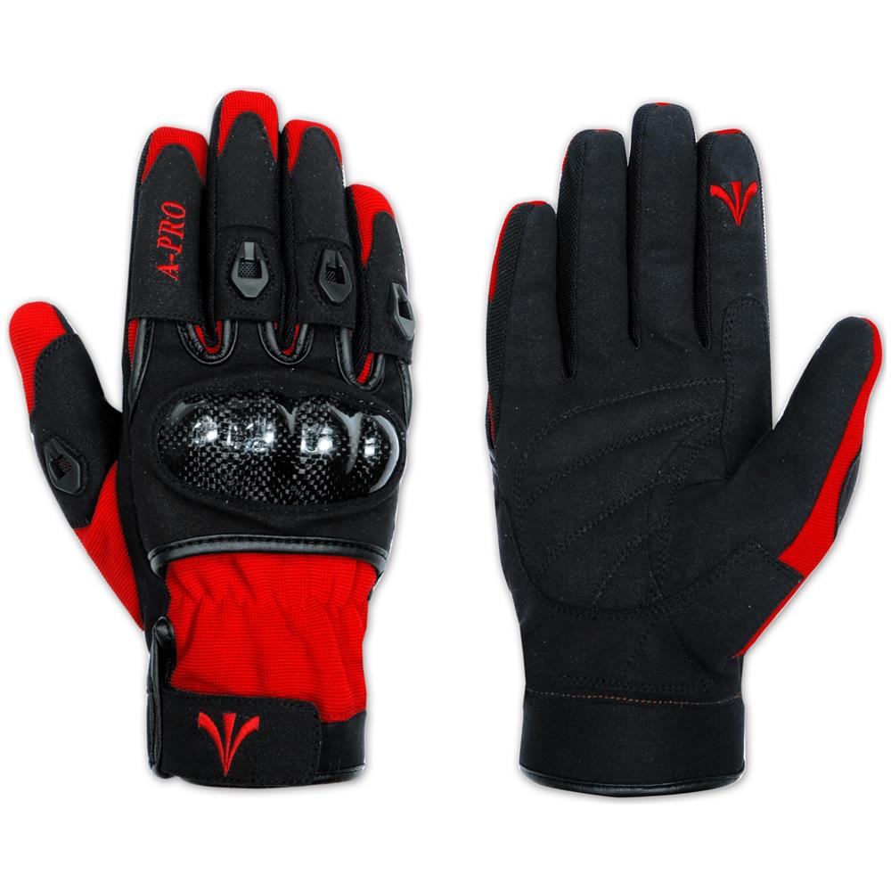 Guanto Moto Tessuto Tecnico Corto Protezioni Carbonio Traspirante Rosso 3xl - Foto 1