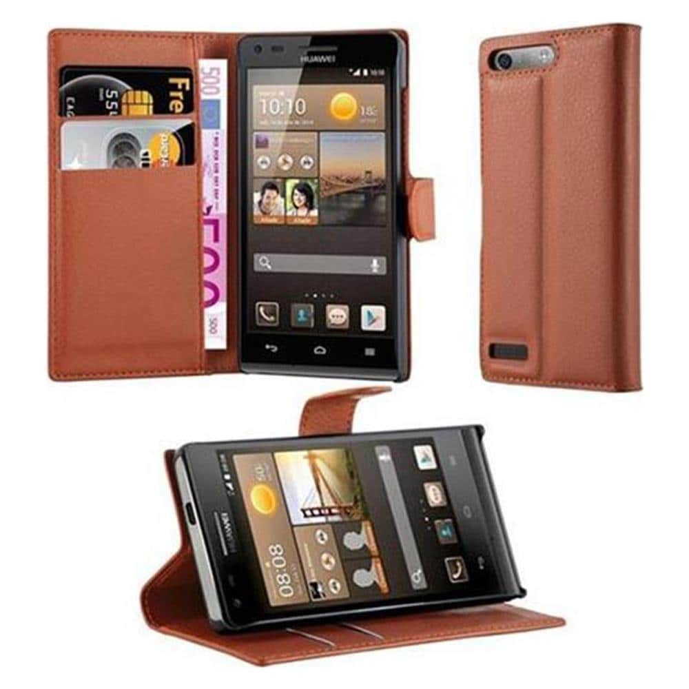 Custodia Compatibile Con Huawei Ascend G6 In Marrone Pastello - Coperchio Protettiva Con Chiusura Magnetica, Funzione Stand E Tasca Per Le Carte - Foto 1