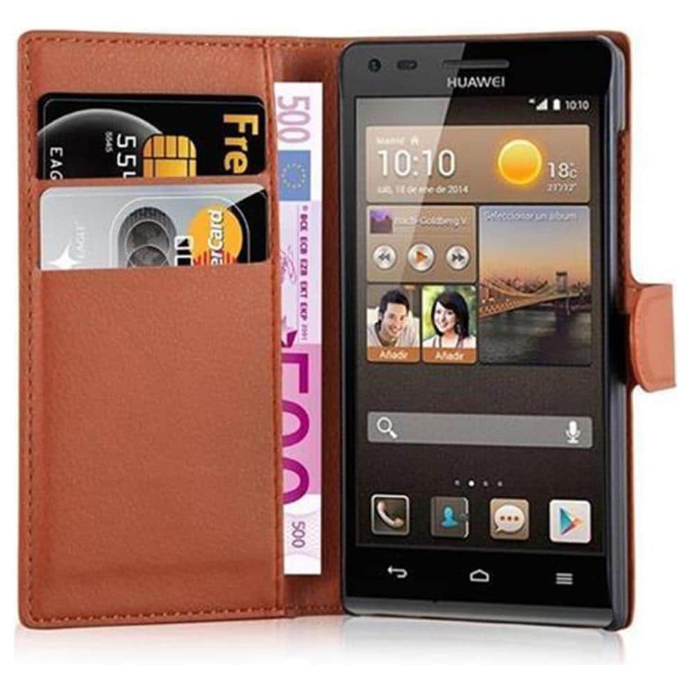Custodia Compatibile Con Huawei Ascend G6 In Marrone Pastello - Coperchio Protettiva Con Chiusura Magnetica, Funzione Stand E Tasca Per Le Carte - Foto 2