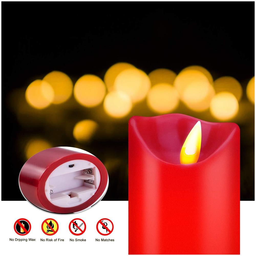 Led Candele Batteria Candele Oltre 300 Ore Di Decorazione Pilastri Set Di 3 10 Tasti Di Telecomando Con 24 Funzione Hour Timer (3 1 Rossa) - Foto 2