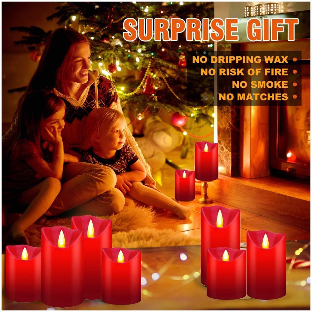 Led Candele Batteria Candele Oltre 300 Ore Di Decorazione Pilastri Set Di 3 10 Tasti Di Telecomando Con 24 Funzione Hour Timer (3 1 Rossa) - Foto 4