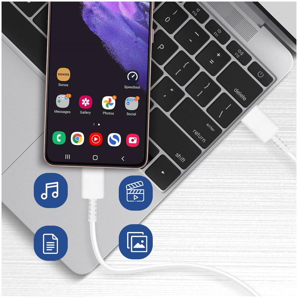 Cavo Usb-c / Usb-c 1m Con Ricarica Rapida 3a Originale Modello Ep-dg977bwe, Bianco - Foto 2
