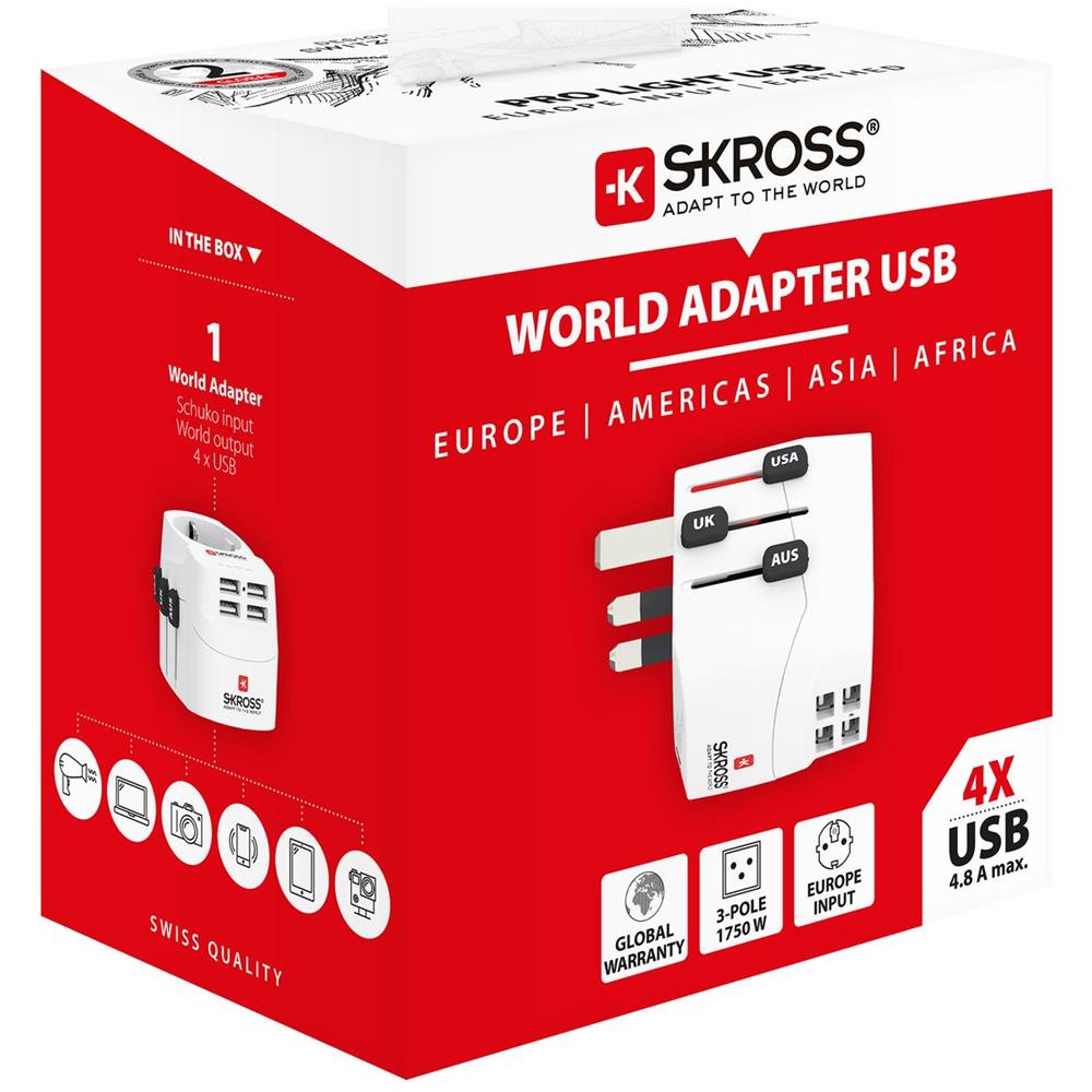 Pro Light Usb (4xa), Adattatore Da Viaggio A 3 Poli Con 4 Porte Usb-a - Foto 2