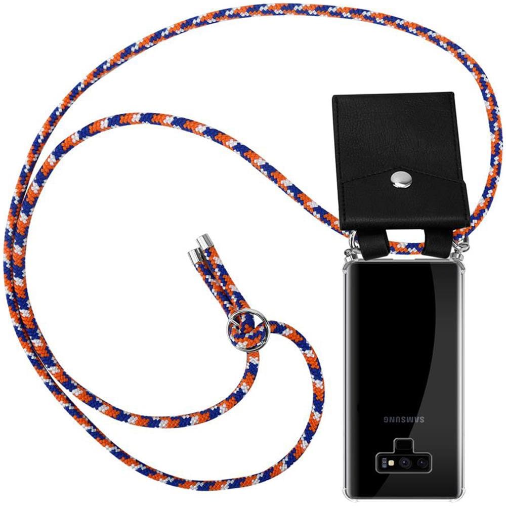 Catena Di Telefoni Cellulari Compatibile Con Samsung Galaxy Note 9 In Arancio Blu Bianco - Coperchio Protettivo In Silicone Con Anelli D'argento, Cinturino In Corda E Custodia Staccabile - Foto 1