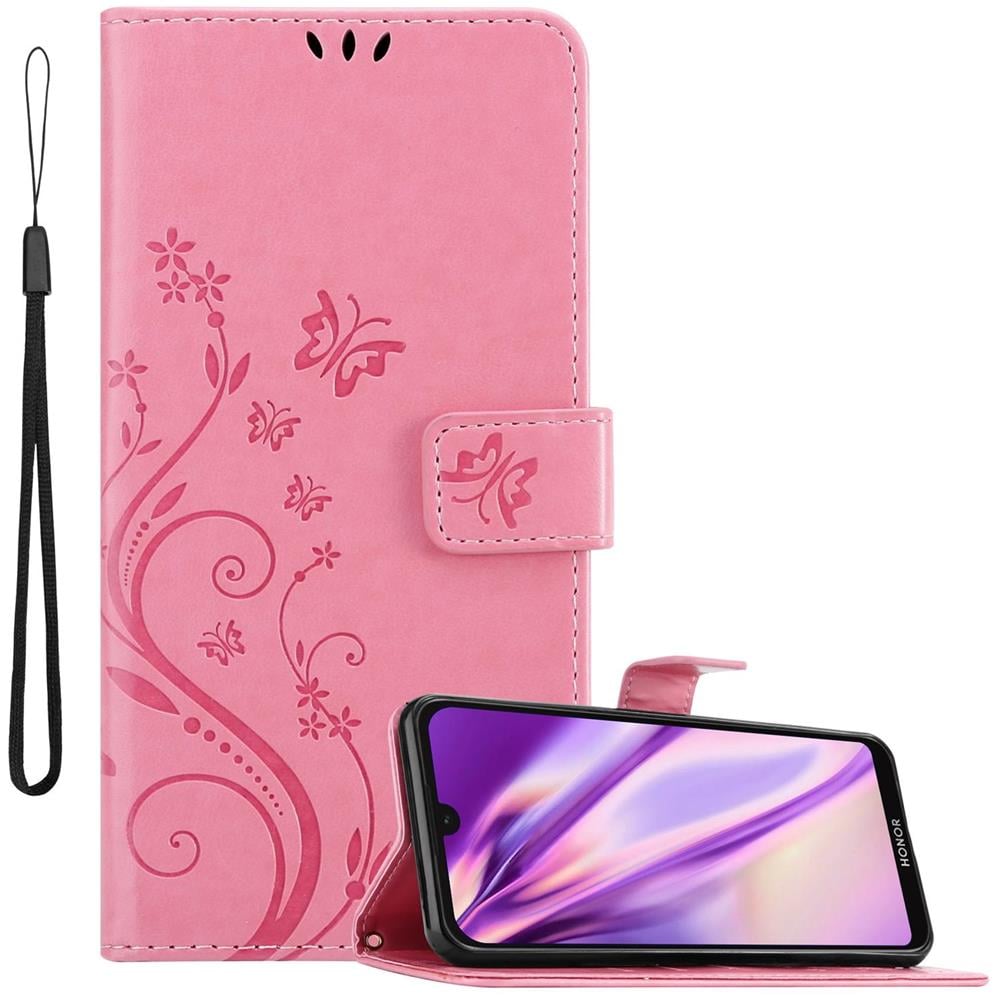 Custodia Compatibile Con Honor 8s / Huawei Y5 2019 In Rosa Fiore - Coperchio Protettivo In Design Floreale Con Chiusura Magnetica, Funzione Stand E Slot Per Carte - Foto 1