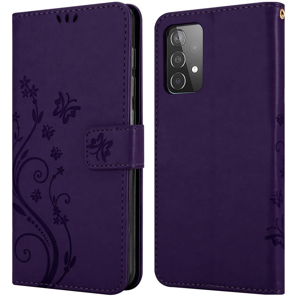 Cadorabo Custodia Compatibile Con Samsung Galaxy A52 5g In Lilla Scuro Fiore - Coperchio Protettivo In Design Floreale Con Chiusura Magnetica, Funzione Stand E Slot Per Carte - Foto 8