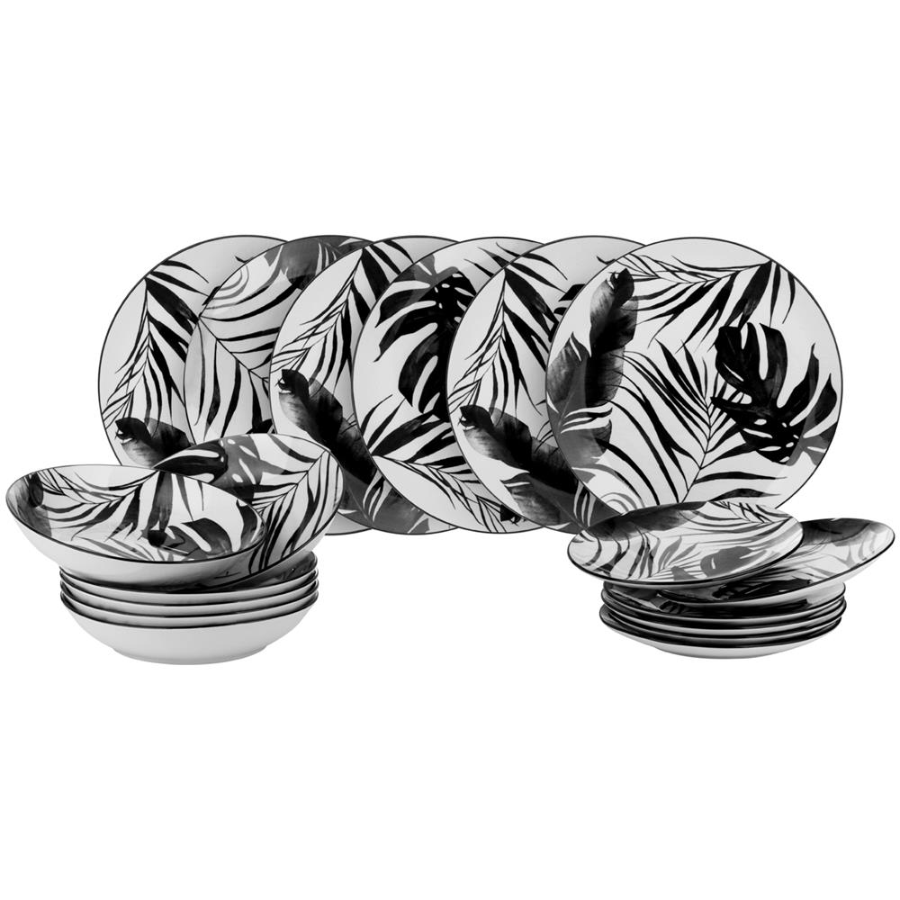 Servizio 18 Piatti Palme Nere Nero - Foto 1