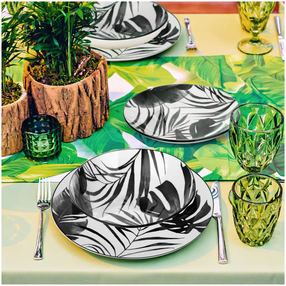 Servizio 18 Piatti Palme Nere Nero - Foto 5