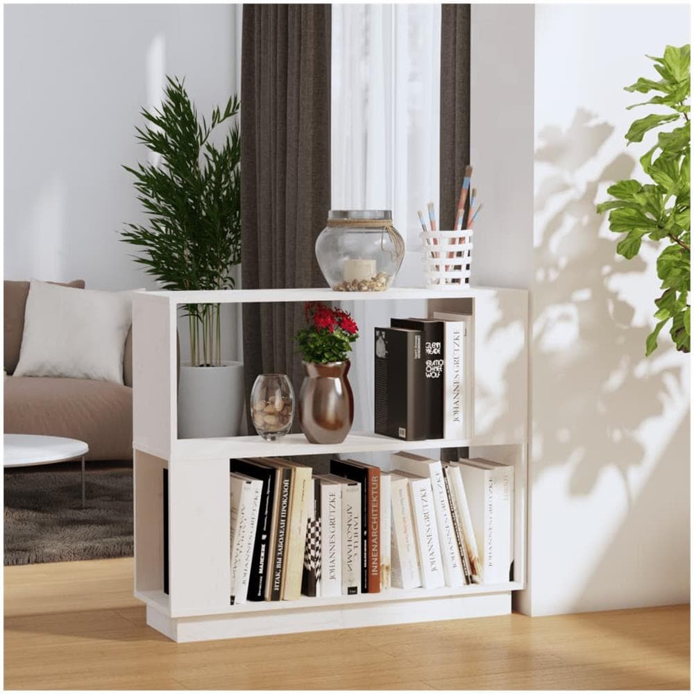 Libreria / divisorio Bianco 80x25x70 Cm In Legno Massello Di Pino - Foto 1