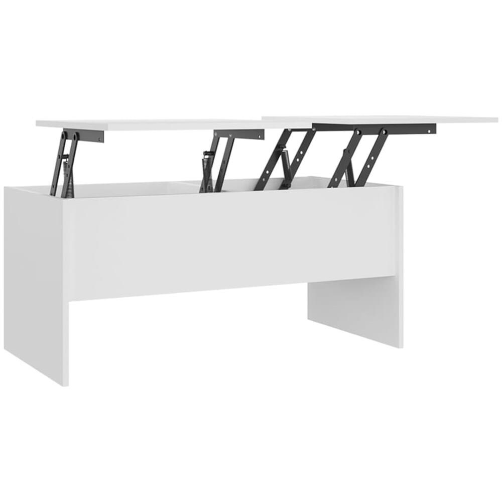 Tavolino Da Salotto Bianco 102x50,5x46,5cm In Legno Multistrato - Foto 1